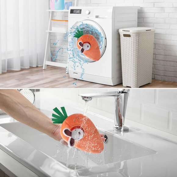 Hide and Seek Squeaky Dog Plush Toy, Rabbit and Carrot, Orange and White, 5 Pack - Picture 8 of 16